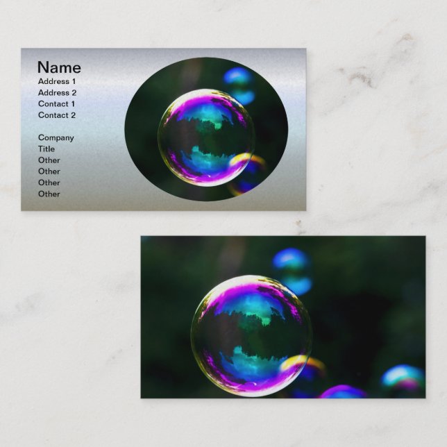 Colorful Soap Bubbles Floating Business Card (Front/Back)