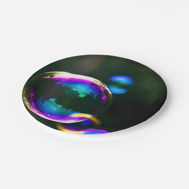 Colorful Soap Bubbles Floating Paper Plates (Angled)