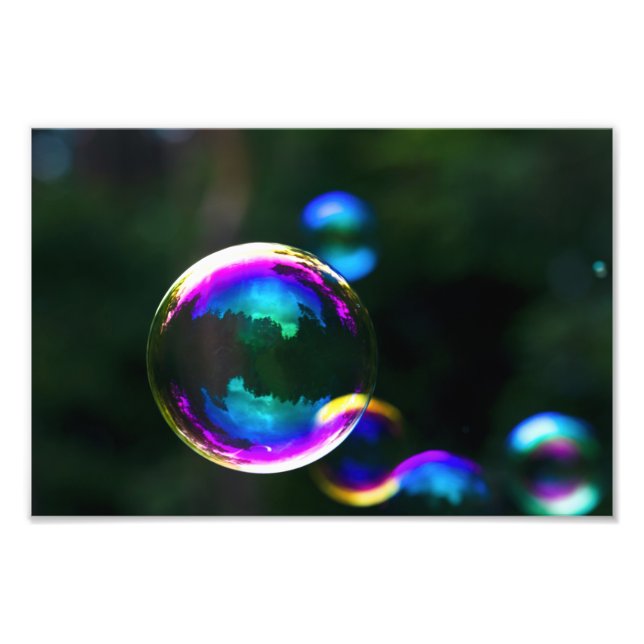 Colorful Soap Bubbles Floating Photo Print (Front)