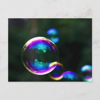 Colorful Soap Bubbles Floating Postcard