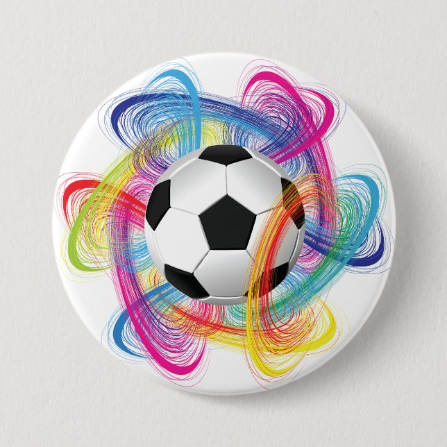 Colorful Soccer Ball Button (Front)