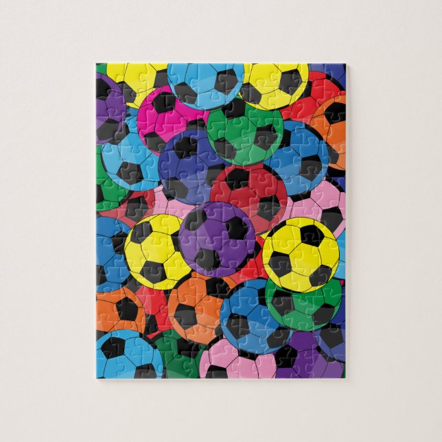 Colorful Soccer Ball Collage Jigsaw Puzzle (Vertical)