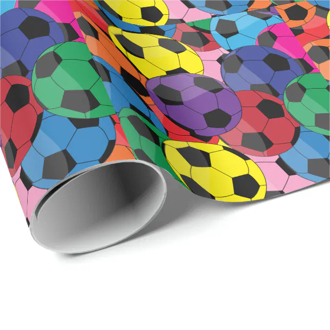 Colorful Soccer Ball Collage Wrapping Paper Zazzle