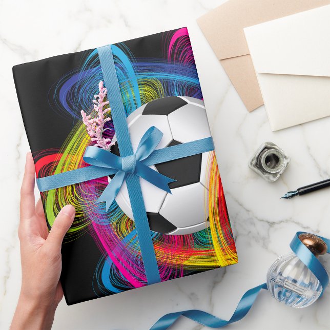 Colorful Soccer Ball Glossy Wrapping Paper (Creator Uploaded)