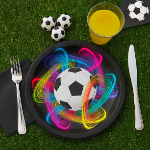 Colorful Soccer Ball Paper Plates