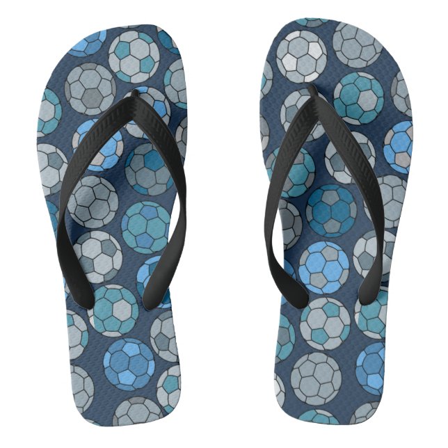Colorful Soccer Ball Pattern Flip Flops (Footbed)