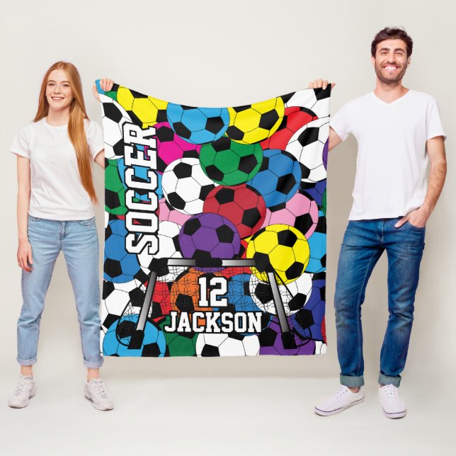 Colorful Soccer Ball with DIY Text Fleece Blanket (In Situ)