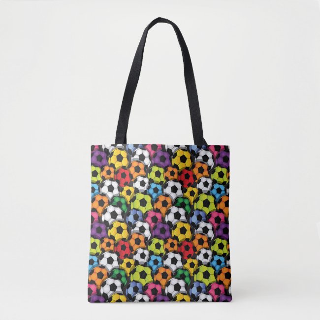 Colorful Soccer Balls All-Over Print Tote Bag