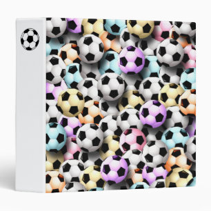 Colorful Soccer Balls Collage 3 Ring Binder