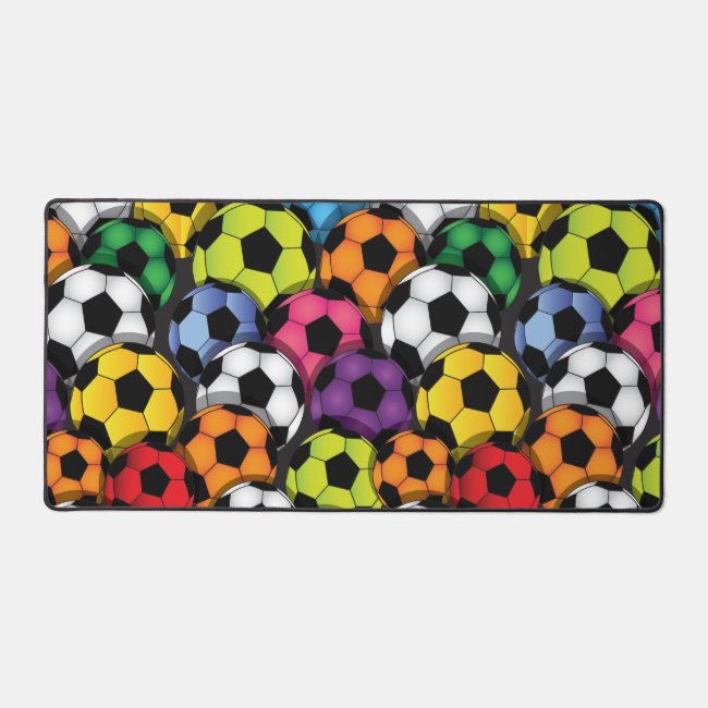 Colorful Soccer Balls Design Desk Mat