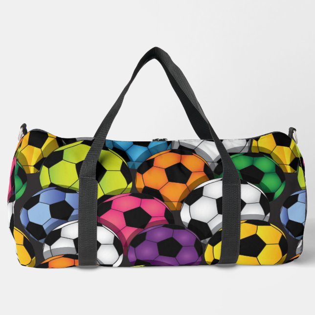 Colorful Soccer Balls Design Duffel Bag (Front)
