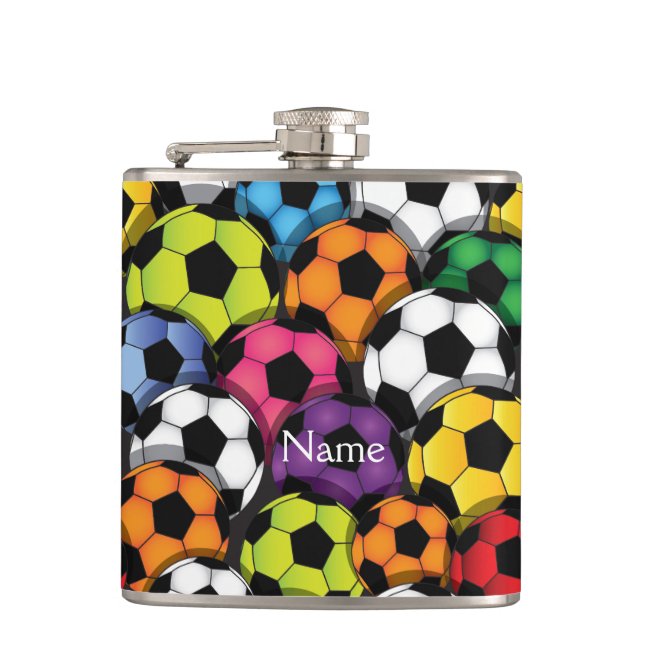 Colorful Soccer Balls Design Flask
