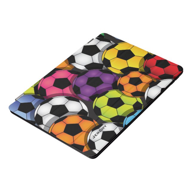 Colorful Soccer Balls Design iPad Pro Case (Side)