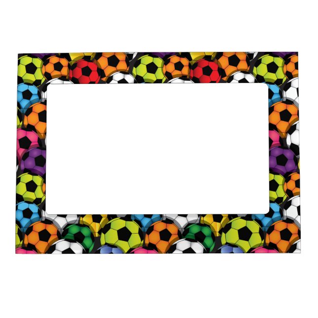 Colorful Soccer Balls Design Magnetic Photo Frame (Front)