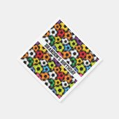 Colorful Soccer Balls Design Paper Napkins (Corner)