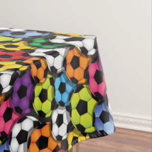 Colorful Soccer Balls Design Tablecloth