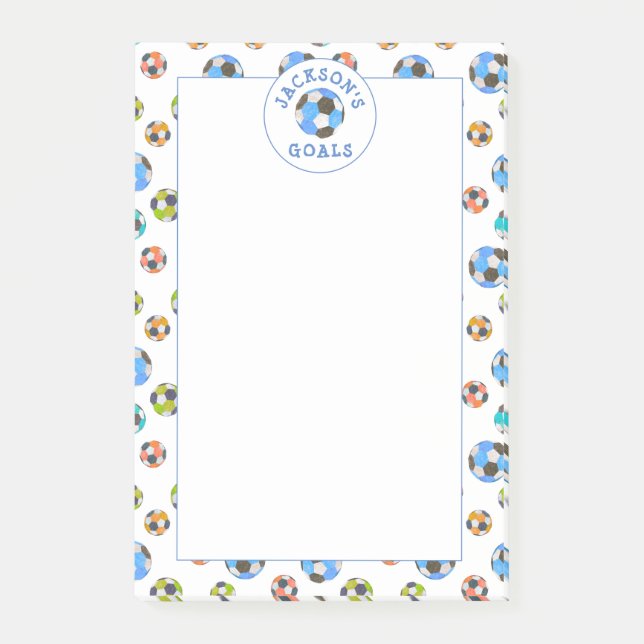 Colorful Soccer Balls Kids Goals Notes (Front)