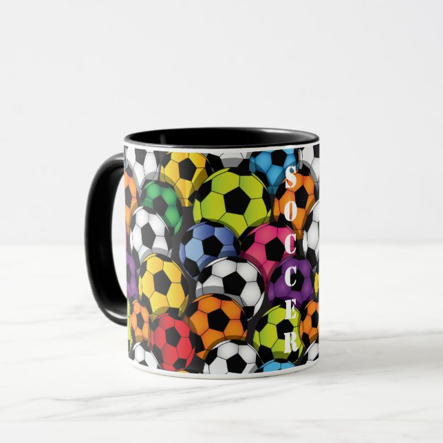 Colorful Soccer Balls Mug (Front Left)