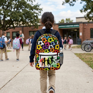 Colorful Soccer Balls Printed Backpack