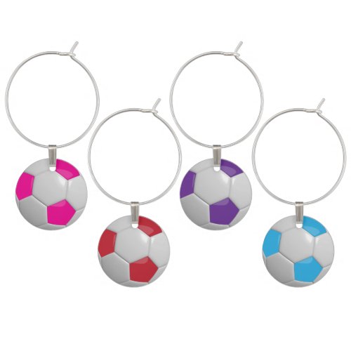 Colorful Soccer Balls Sports Wine Glass Charm