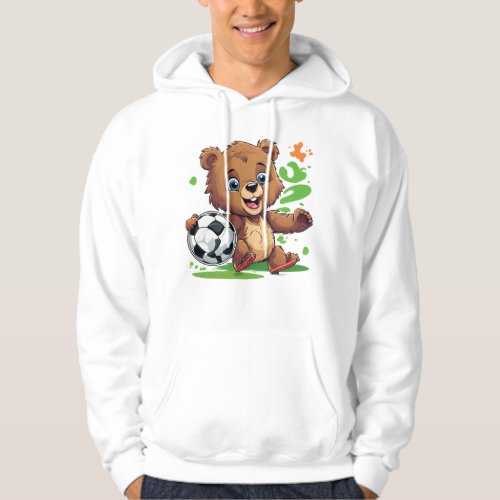 Colorful Soccer Bear Design Cute  Playful Art  Hoodie