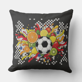 Colorful Soccer Checkerboard Throw Pillow