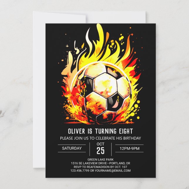 Colorful Soccer Children's Editable Birthday Invitation (Front)