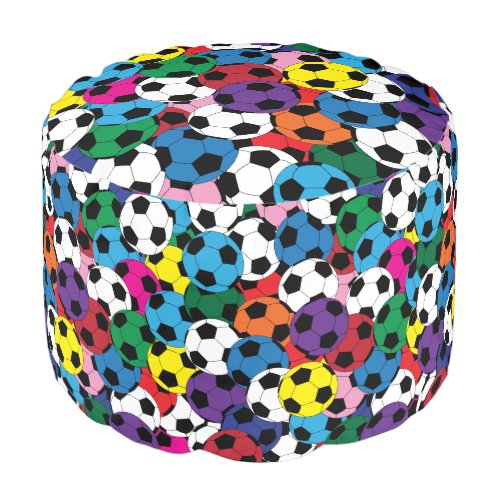 Colorful Soccer Collage Pouf