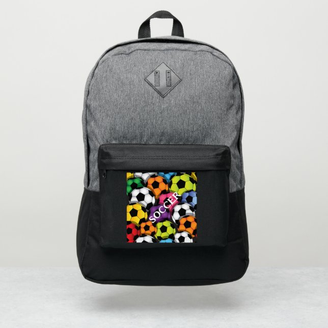 Colorful Soccer Design Port Authority Backpack (Front)
