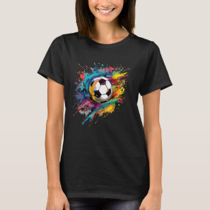 Colorful Soccer Football Ball Splash Art Football  T-Shirt