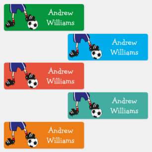 Colorful Soccer Football Kids Name Kids' Labels