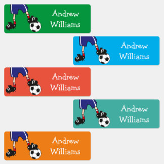 Colorful Soccer Football Kids Name Kids' Labels