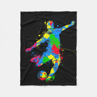 Colorful Soccer Player  Fleece Blanket