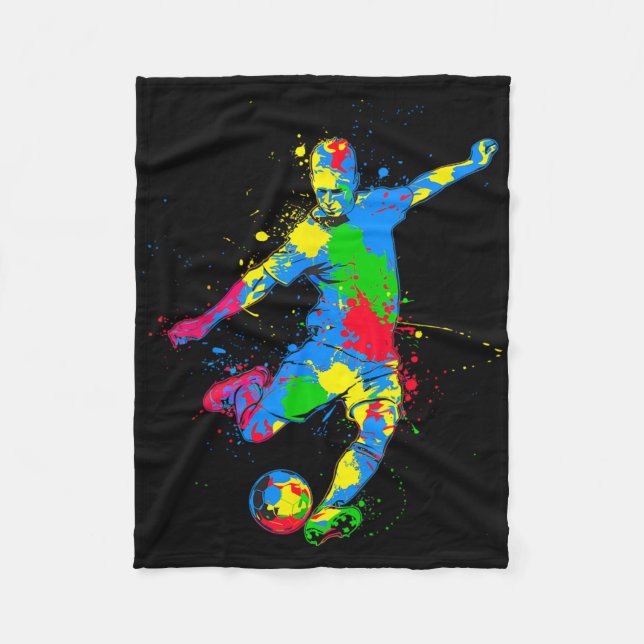 Colorful Soccer Player  Fleece Blanket (Front)