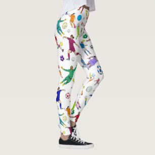 Colorful Soccer Players Pattern Leggings