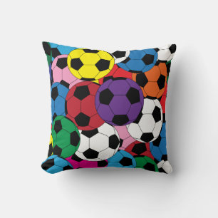 Colorful Soccer Sport Balls Collage Throw Pillow
