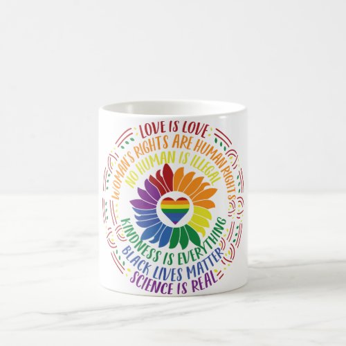 Colorful Social Justice Flower Word Art  Coffee Mug