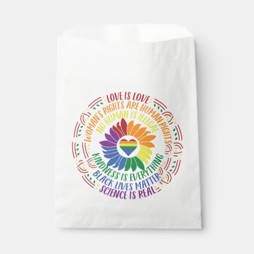 Colorful Social Justice Flower Word Art Favor Bag