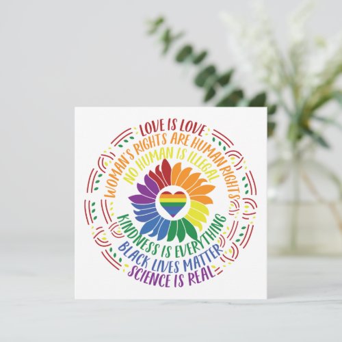 Colorful Social Justice Flower Word Art Flat Card