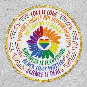 Colorful Social Justice Flower Word Art Iron On Patch