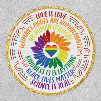 Colorful Social Justice Flower Word Art Iron On Patch