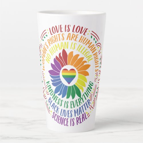 Colorful Social Justice Flower Word Art  Latte Mug