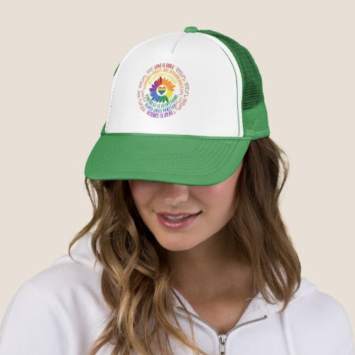 Colorful Social Justice Flower Word Art  Trucker Hat