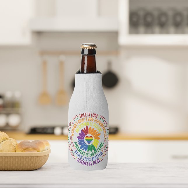 Colorful Social Justice Flower Word  Bottle Cooler (Creator Uploaded)