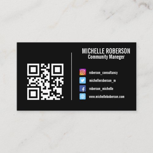 Colorful social media icons QR or logo  Business Card