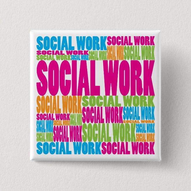 Colorful Social Work Pinback Button (Front)