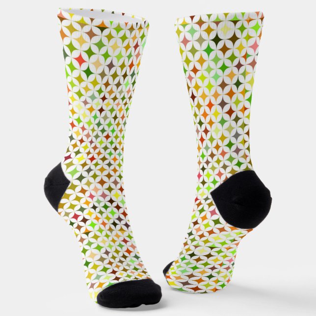 Colorful socks feature a geometric pattern  (Angled)