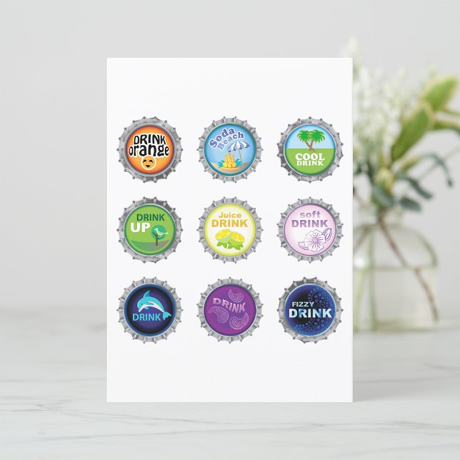 Colorful Soda Bottle Caps Invitation (Creator Uploaded)