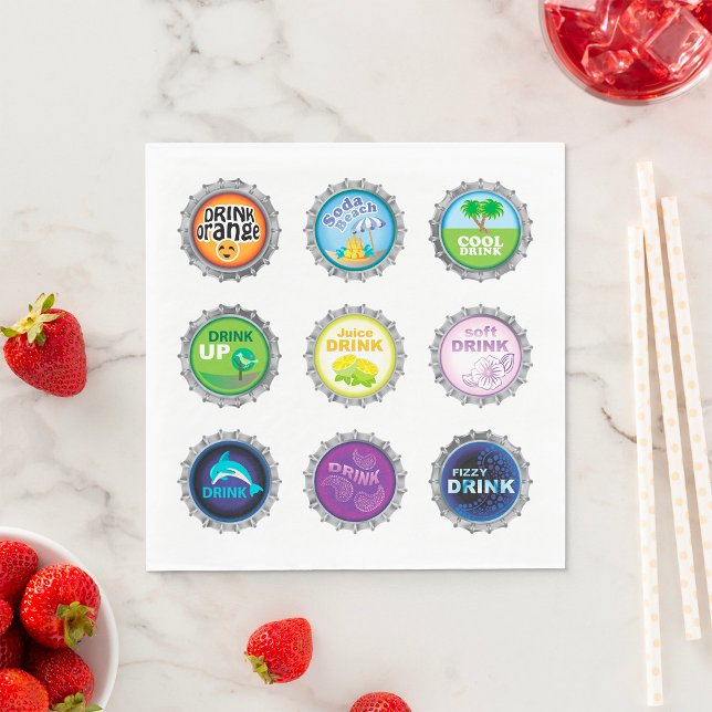 Colorful Soda Bottle Caps Napkins (Creator Uploaded)