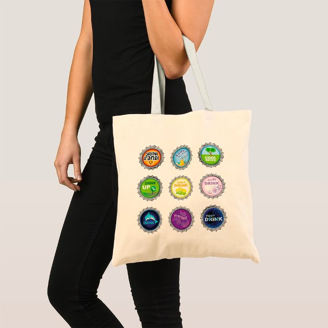 Colorful Soda Bottle Caps Tote Bag (Creator Uploaded)
